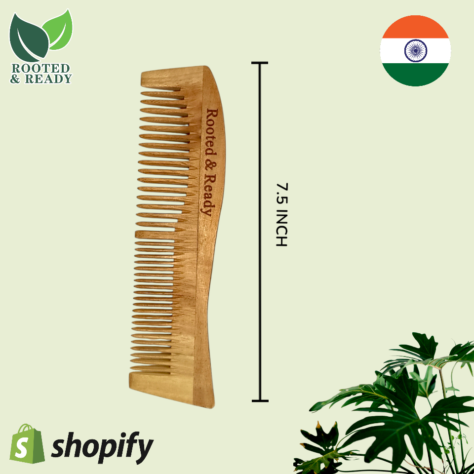 Pack of 4 Neem Wood Combs | Natural Hair Care | Anti-Dandruff & Eco-Friendly
