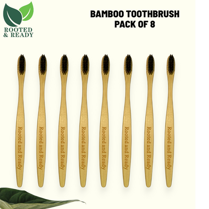 Pack of 8 Bamboo Toothbrush | Eco-Friendly | Soft BPA-Free Bristles