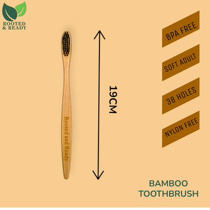Family Eco-Pack: 4-Pack Bamboo Toothbrushes (2 Adult + 2 Kids) | Rooted & Ready