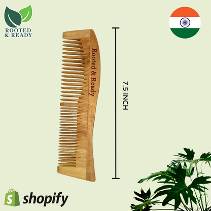 Pack of 4 Neem Wood Combs | Natural Hair Care | Anti-Dandruff & Eco-Friendly